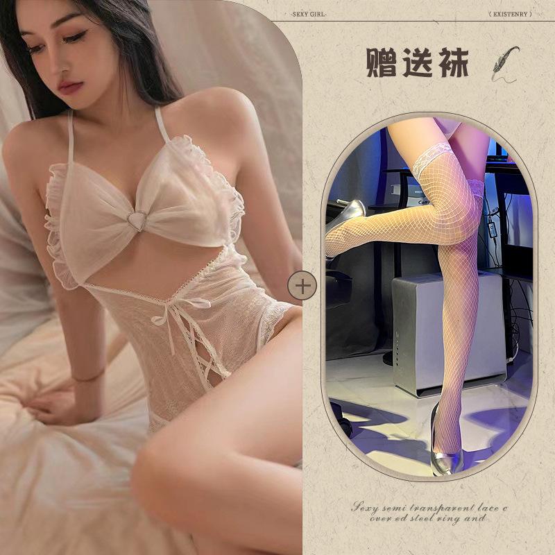 Sexy Lingerie Sexy Suspender Lace Temptation Hollow Open Onesie Hot