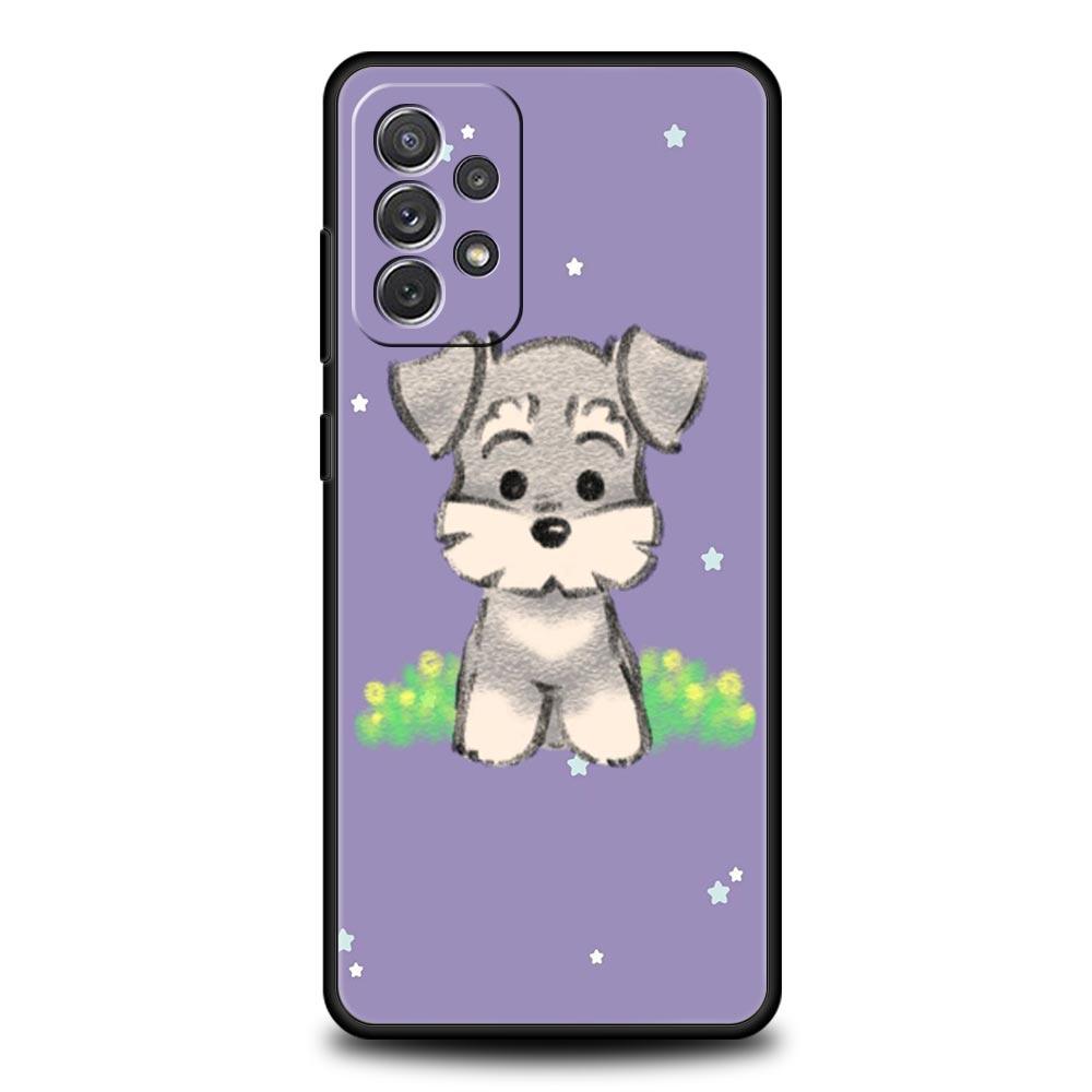 Cartoon Schnauzer Dog Phone Case for Samsung A51 A71 A21S A12 A11 A15 A25 A31 A41 A23 A33 A53 A73 A03S A05S A13 5G A35 A55 Cover