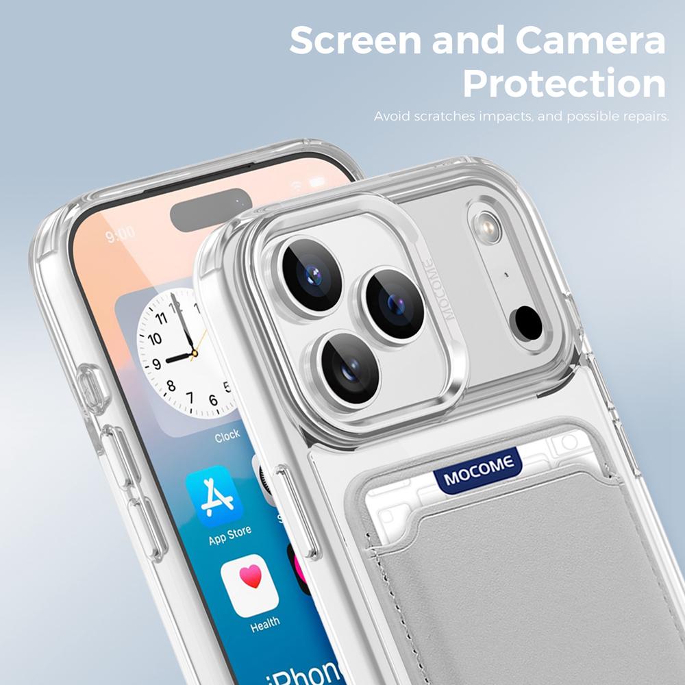 KEYSION Magnetic PU Card Holder Bag Phone Case for MagSafe for iPhone 17 Pro Max 17 Air Transparent TPU+PC Shockproof Back Cover