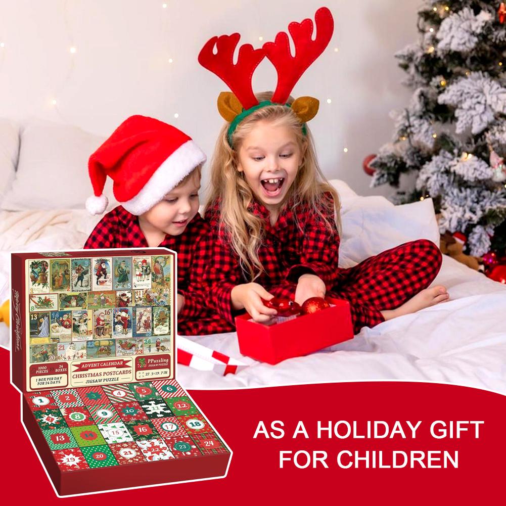 Christmas Gift 1000PCS Jigsaw Puzzles 24 Days Advents Calendar Festival Countdown Surprise Present Box For Kids Adults