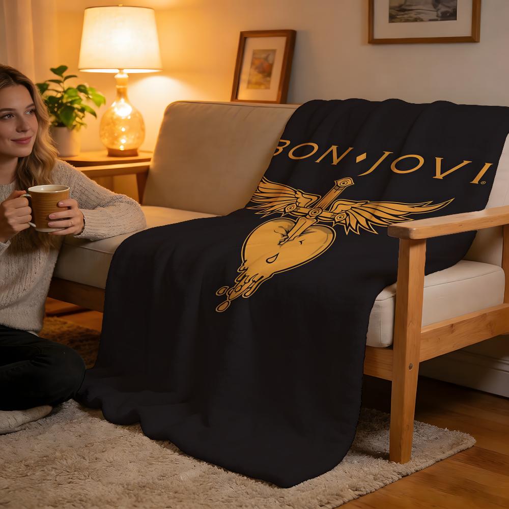 Bon Jovi Throw High-Density Short Plush Blanket Soft For Sofa Air-Con Room. 75cmx90cm