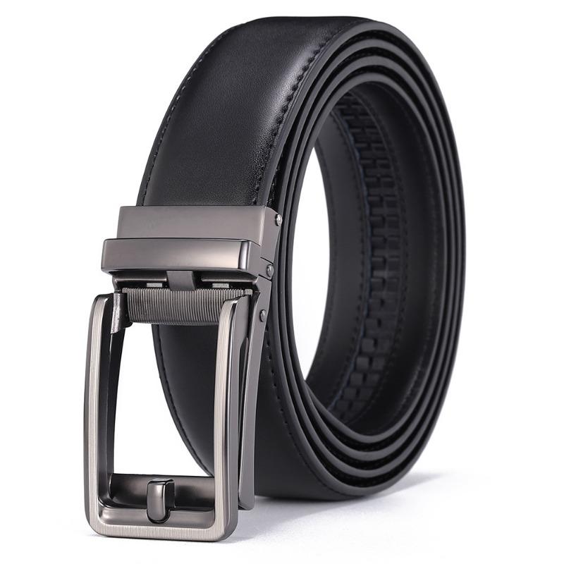 Popular, white automatic button head men's leather belt, men's fashion casual pants belt