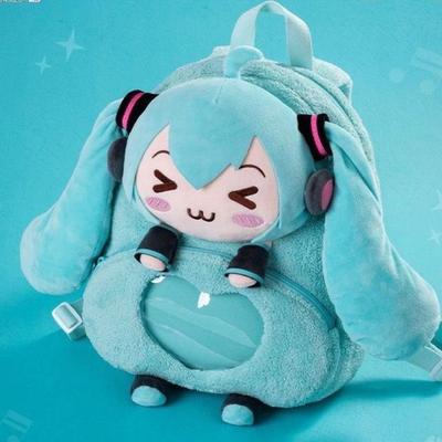 NUOVO Hatsune Miku Kawaii Carino Anime Cartone Animato Borsa Dolore Occhi Strizzati Peluche Cartone Animato Bambola Tridimensionale Zaino di Grande Capacità