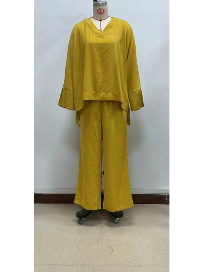 Summer 2025 Women's Solid Batwing Sleeve Two-Piece Set