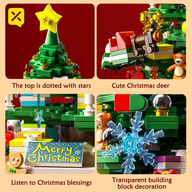Christmas Tree Building Blocks DIY Kits Festive Holiday Home Office Decor Creative Educational Toys Gifts for Kids Adults Family