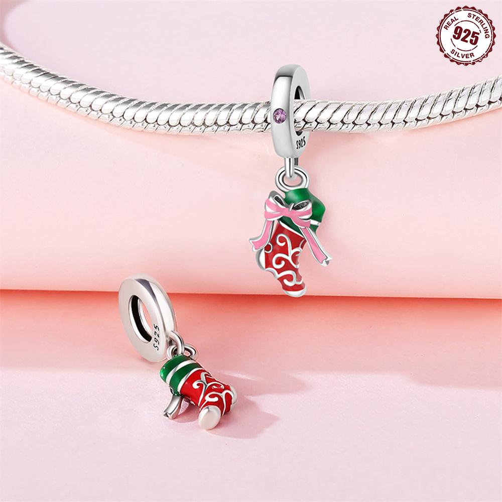 Original Copper Charms Luxury Christmas Stocking Christmas Pendant Bead Fit Bracelet Diy Women Making Delicate Gift