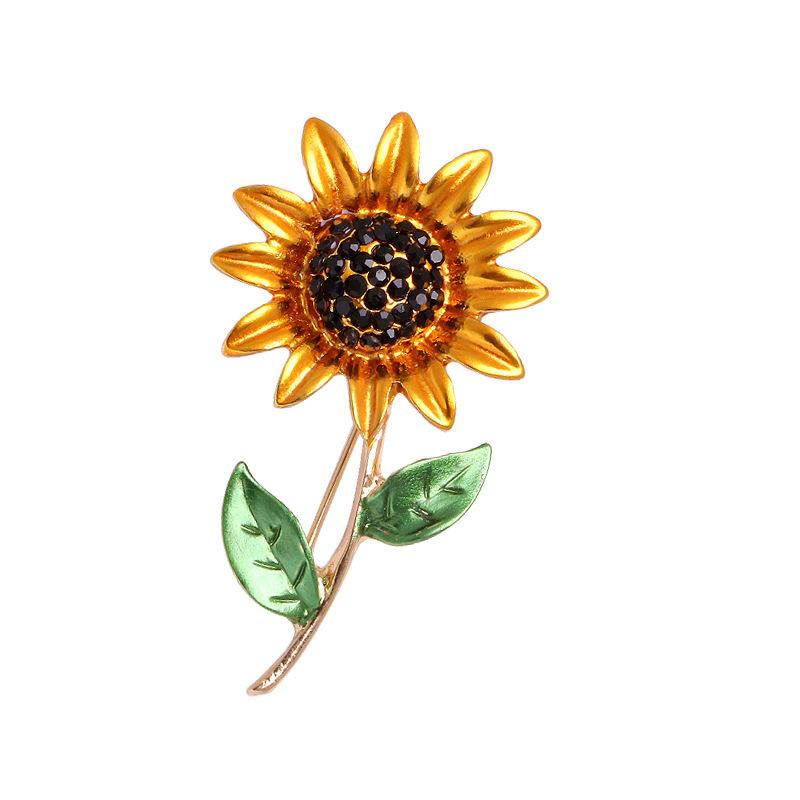 

Креативная брошь в виде цветка из масла со стразами, брошь в виде подсолнуха, популярная женская свежая булавка, универсальные аксессуары