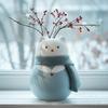 1/2 Stück Keramik Katze Blumenvase Moderne Kätzchen Blumen Stifthalter Behälter Haus Büro Tischmittelstück Dekorativer Blumenpflanzen Vasen