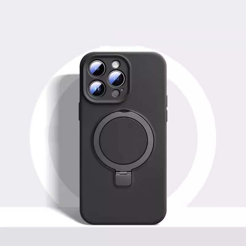 Magnetic Kickstand Liquid Silicone Phone Case For MagSafe iPhone 17 Air 16 Plus 15 14 13 12 Pro Max 17Pro 16Pro Shockproof holder Protective Cover