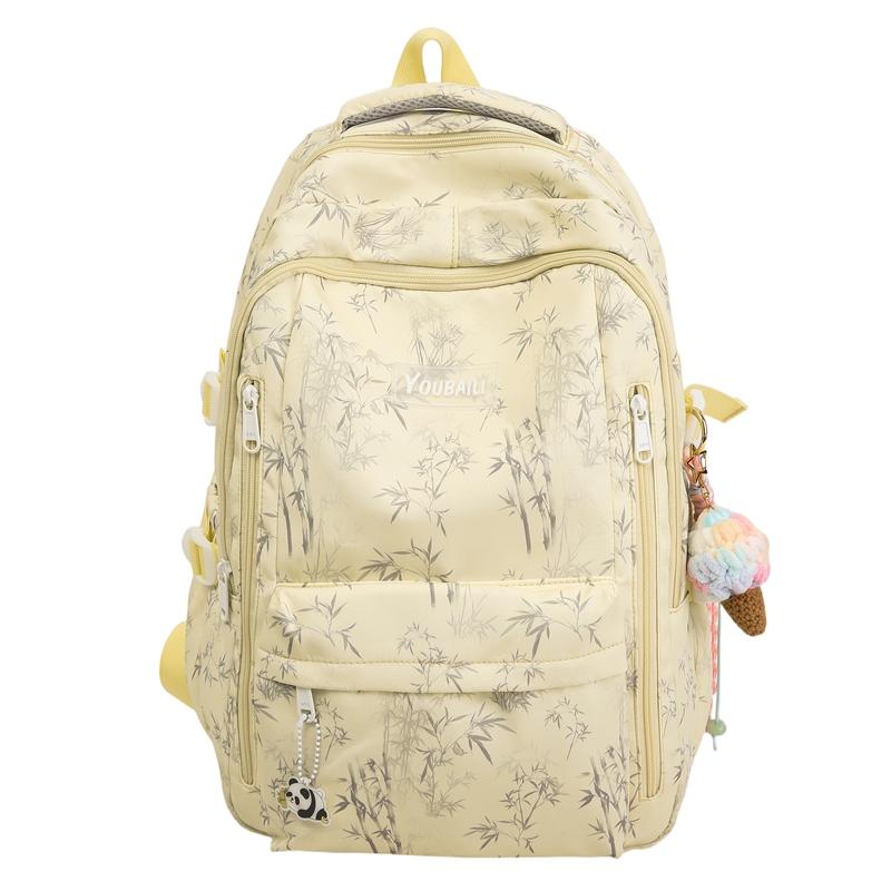 Bamboo Printed Backpack Junior High School Student Schoolbag Lightweight Large Capacity Backpack
