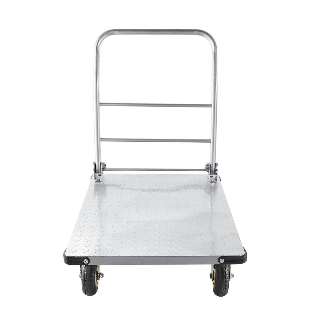 Platform Truck, 907.18 Kg Capacity, Heavy Duty Steel Flatbed Cart with Swivel Wheels and Handle, Foldable Platform Hand Push Truck Dolly, for