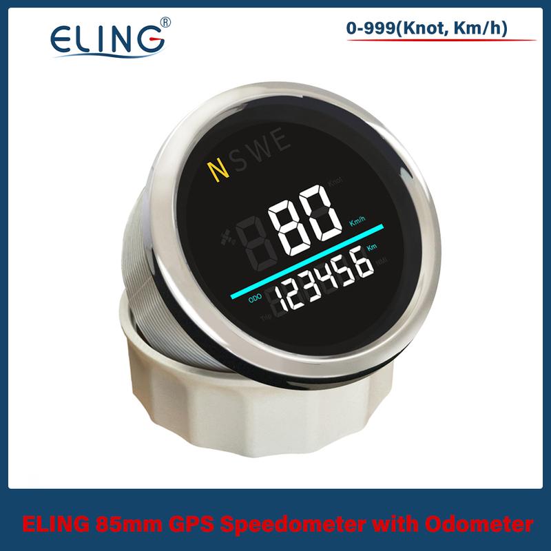 ELING Universal Marine 85mm Digital GPS Speedometer 0-999 (Knots, Km/h) with Backlight GPS Antenna for Sailboat Yacht 12V 24V