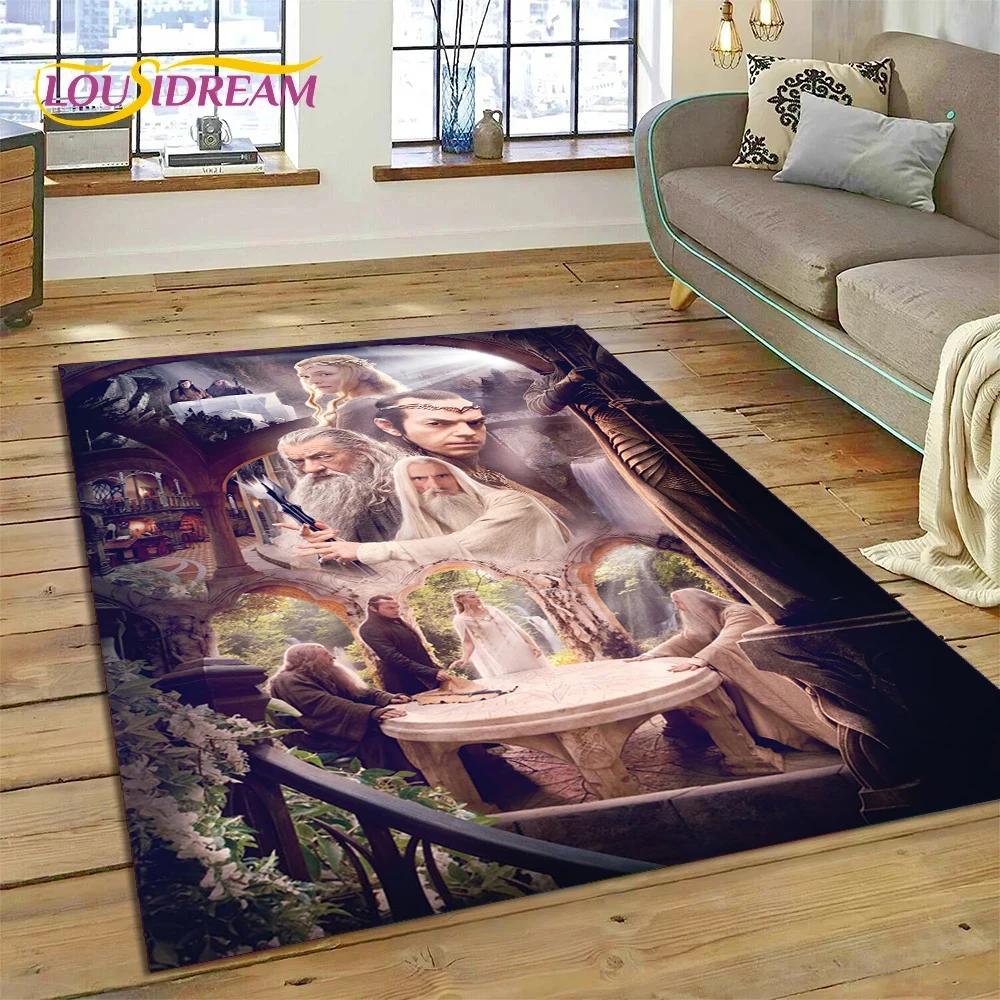 3D L-Lord of The Rings H-Hobbit Movie HD Rug Carpet for Living Room Bedroom Home Decor,Non-slip Decoration for Sofa Doormat Gift