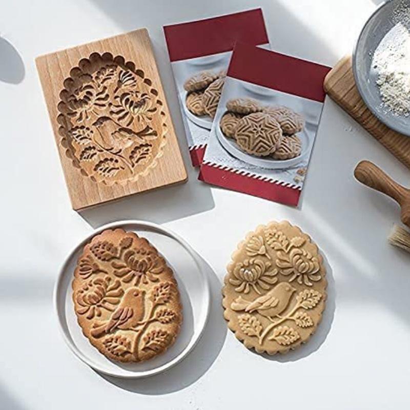 Animal Cookie Mold Lovely Vivid Wooden Biscuit Press Stamp Easy Demoulding Smoothly Cookie Mold Titmouse