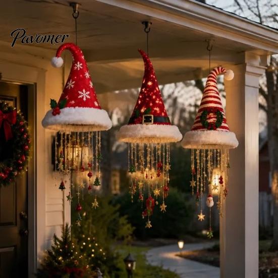 Šventinės Atmosferos Dekoracijų Rinkinys Šviečianti Kalėdų Senelio Kepurė Kabantis Šviestuvas „Pasidaryk Pats“ Rinkinys, Šiltų LED Kalėdinių Girliandų Rinkinys Pakabukas su Žvaigždės Kutais,
