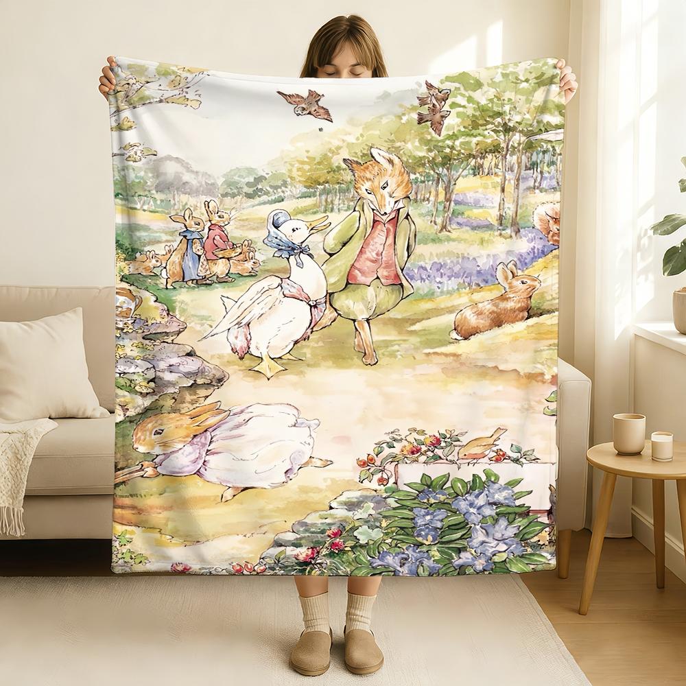 Manta de dibujos animados P Peter R Rabbit Suave y respetuosa con la piel Para sofá Cama Siesta Colcha Edredón para todas las estaciones