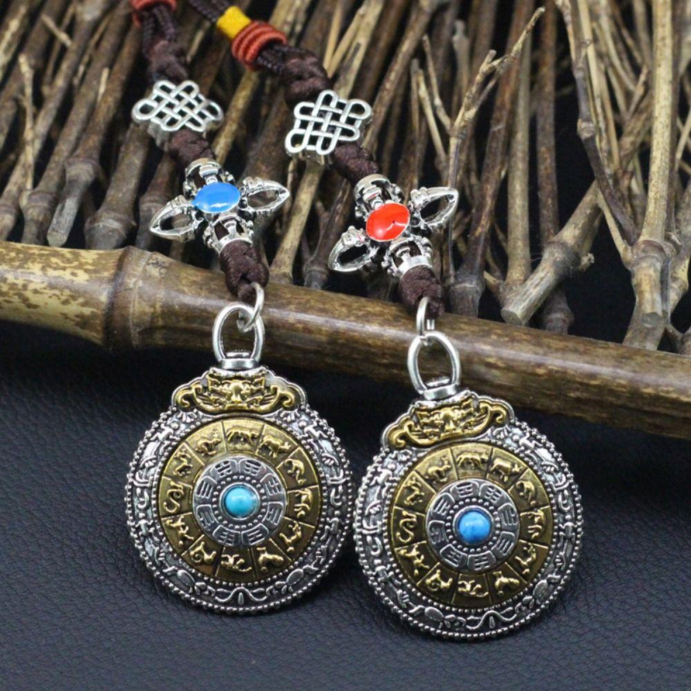 2Pcs Zinc Zinc Alloy Prayer Wheel Pendants Exquisite Key Ring Accessories Car Hanging Ornaments  Small Gifts