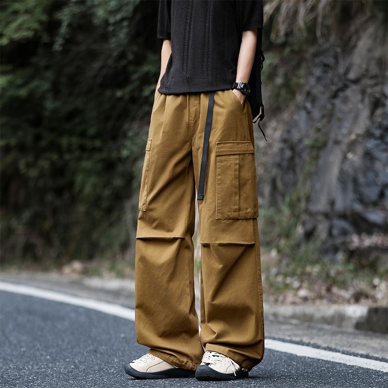 Cotton Cargo Pants Men High Street Loose Fit Jogger Trousers Casual Spring Autumn