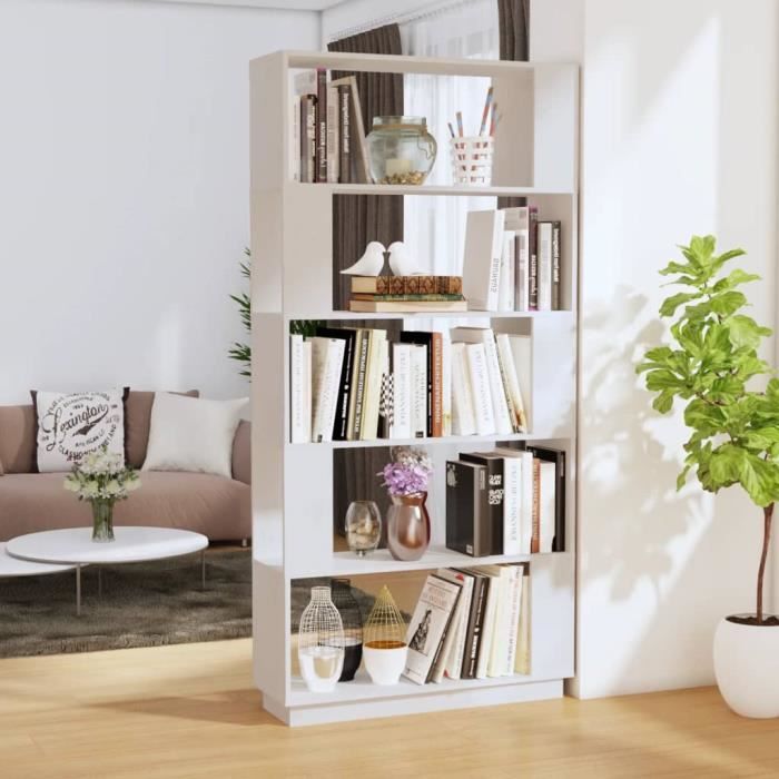 VidaXL Bookcase-Room Divider White 80x25x163.5cm Solid Pine 814065
