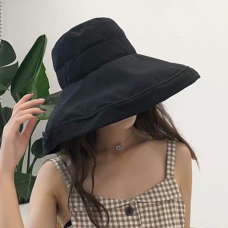Summer sun protection hat women's versatile double-sided with large brim bucket hat outdoor UV protection travel visor