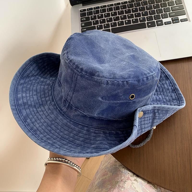 

Retro Washed Denim Bucket Hat Women Outdoor Sports Travel Panama Jungle Fishing Hats Novelty Men Beach Cap 56-58cm