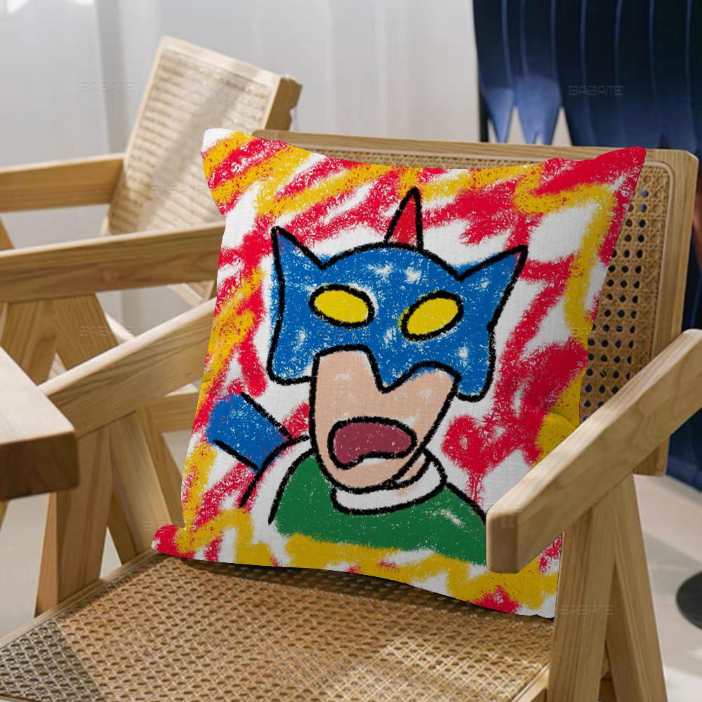 Watercolor Crayon Shin-chan Cushion Cover Car Throw Pillow Case For Sofa Car Christmas Gift 40x40cm 45x45cm