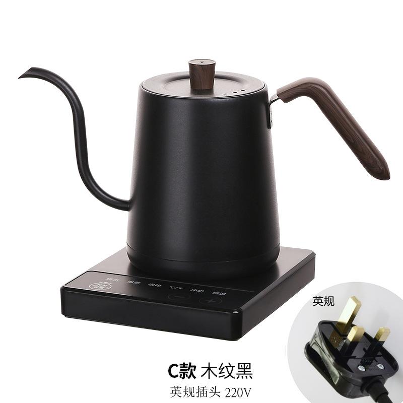 Titanium Silver Gray Gooseneck Kettle Electric Kettle Temperature Control Coffee Pot Stainless Steel Slender Spout Tea Kettle