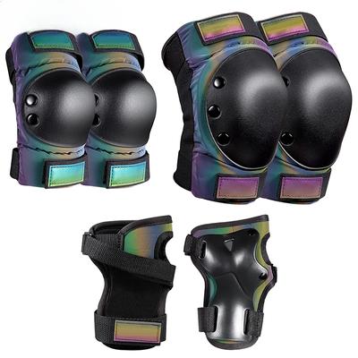 Joelheiras e cotoveleiras infantis, conjunto de equipamentos de proteção para skate feminino 3 em 1, joelheiras e cotoveleiras, protetores de pulso para skate, patins