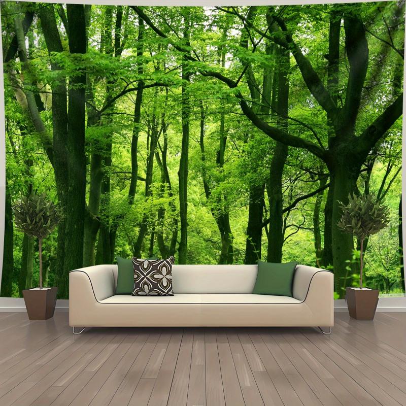 Vibrant Peaceful Forest Landscape Tapestry Polyester Wall Hanging for Living Room Bedroom Office Home Decor Party Decoration 100X70CM