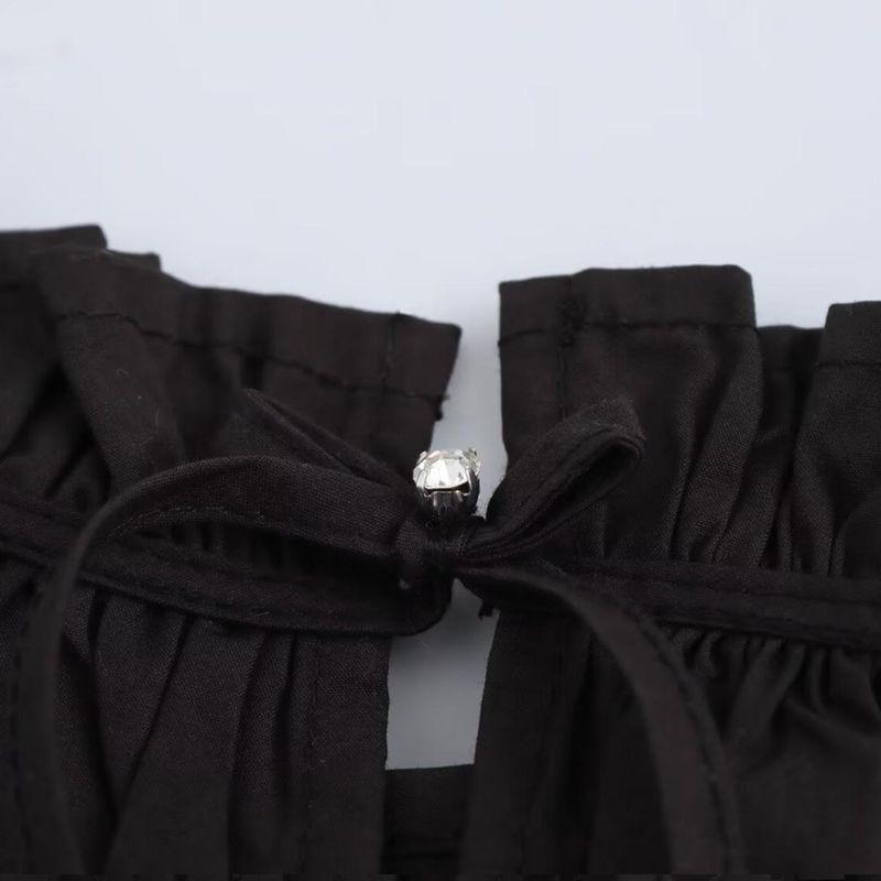 Kaslead New Arrival Women's Fashion Style Jewelry Inlaid Butterfly Decoration Poplin Tops 0881068