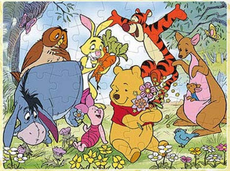 Children's Puzzle: Happy Flower Garden (Winnie the Pooh) 63 Pieces [3D Magic Jigsaw Puzzle]