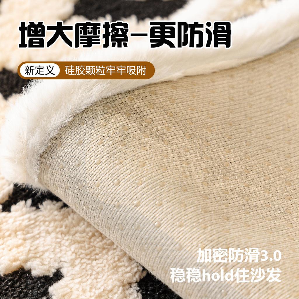 Black White Luxury High-End Sofa Cover  New Thick Plush Leather Sofa Cushion Cover Anti Slip Wear-Resistant Warm Sofa Cover