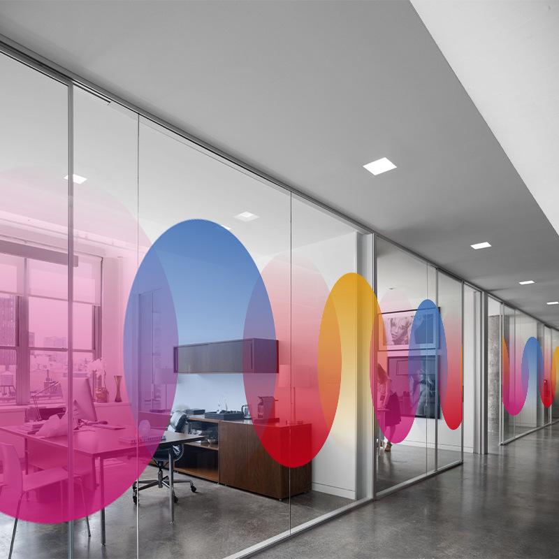 Ultra-Transparent Gradient Glass Film: Round Removable Office Partition Sticker