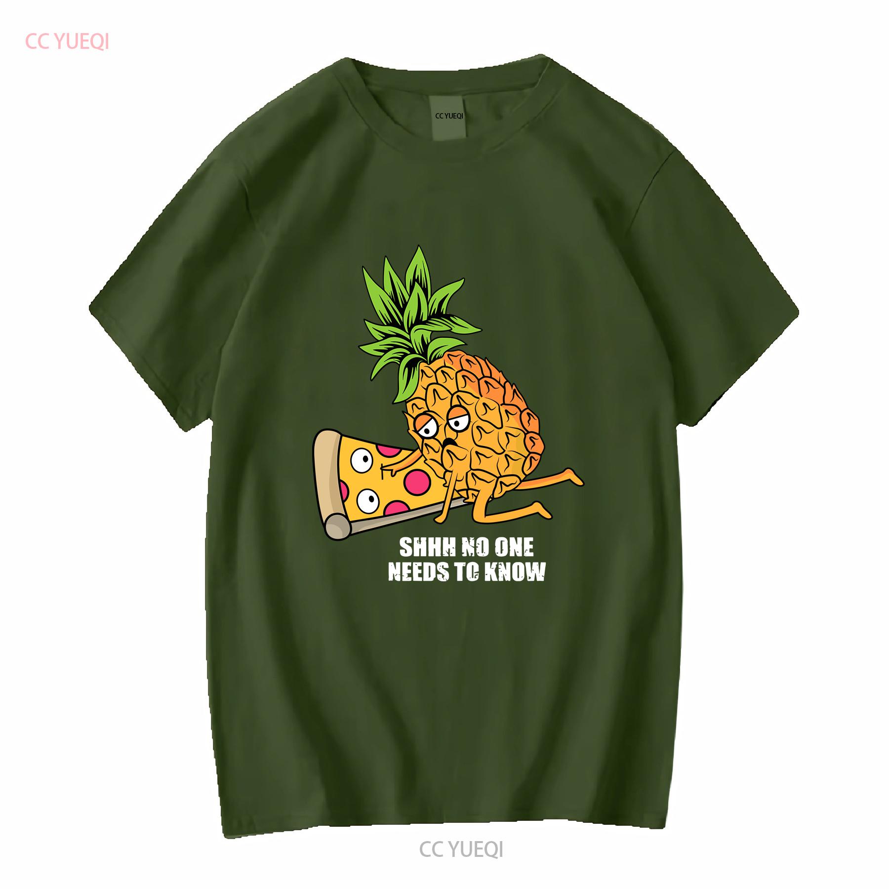 

Pineapple Belongs on Pizza Lover Funny Pun Meme Vintage Men s T Shirt long or short sleeves vintage Washed fashion Casual 4XL