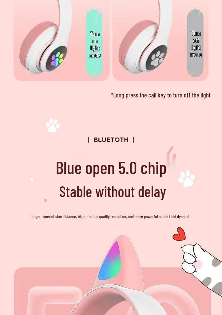 Luminous Cat Ear STN-28 Bluetooth Gaming Headphones