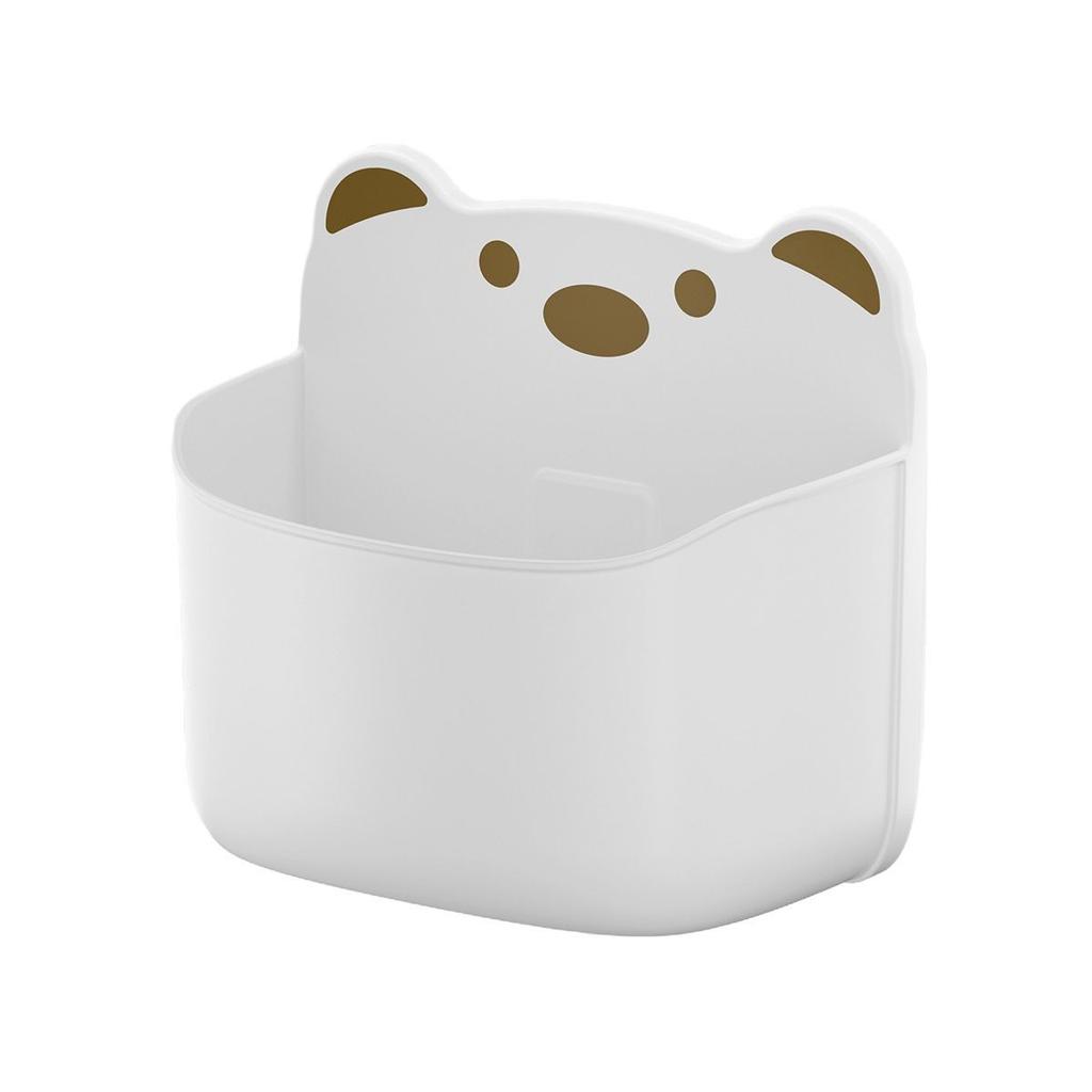 Creative Cartoon Bear Storage Basket for Kitchen and Bathroom, No Drilling Needed