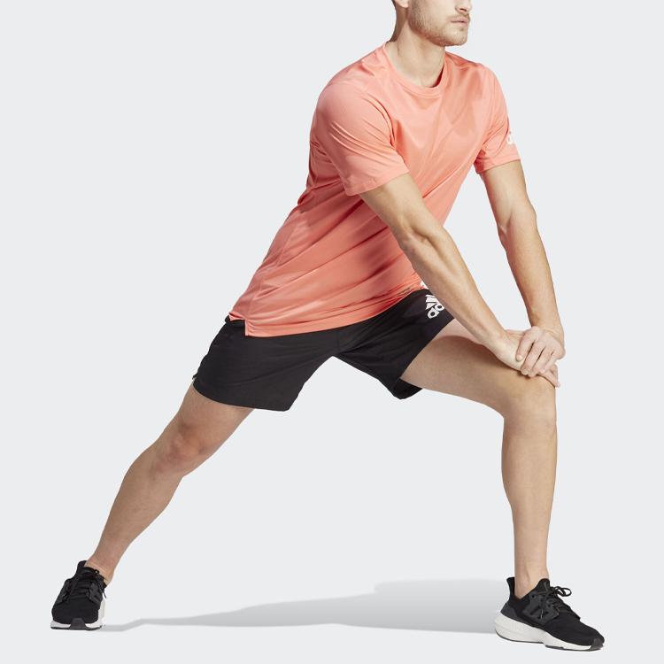 Adidas Run It Letter Logo Print Crew Neck T-Shirt Men Tops Pink IC7646