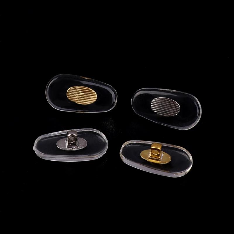 10Pairs Gold Silver Transparent Silicone Screw On Nose Pads Metal Core Brace For Glasses Support Eyewear Accessories