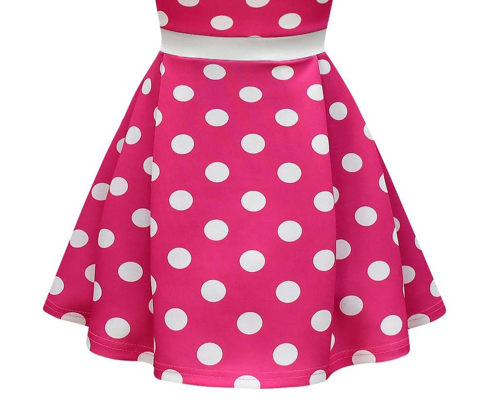 Baby Girls Polka Dot Fancy Dress Halloween Costume Birthday Party Outfit with Mouse Ears Hair Hoop Hot Pink Age [Dressy Daisy] 3-4