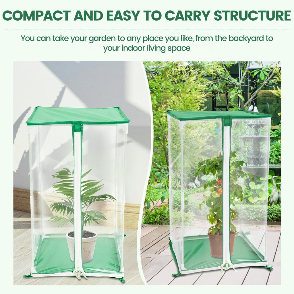 Mini Greenhouse Clear PVC Portable Greenhouse Lightweight Square Small Greenhouse Cover with Ground Nails for Garden Outdoor