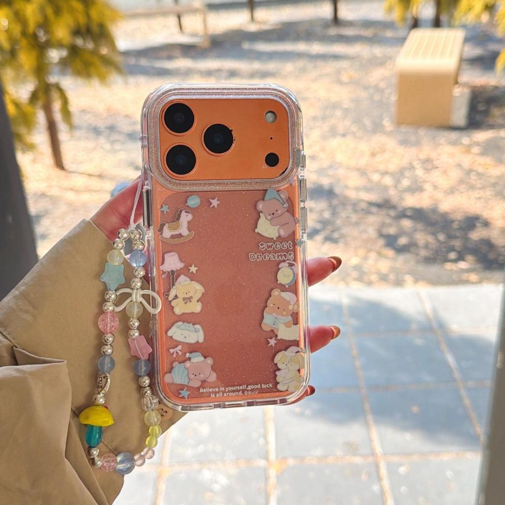 Ochronne etui na telefon Pajama Teddy Bear dla iPhone 13/14/15/16 Pro Max & Apple 17 Pro, okładka damska.