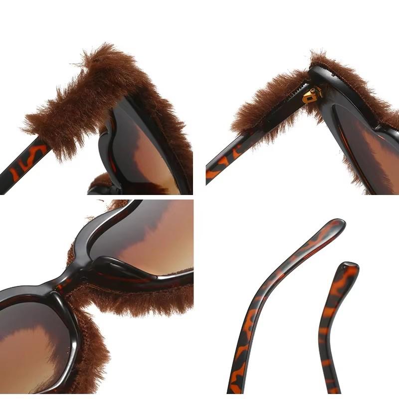 Plush Cute Funny Heart Shaped Sunglasses Fashionable Sun Glasses Personality Love Gradient Pink Glasses Sexy Cat Eye Party Eyewear