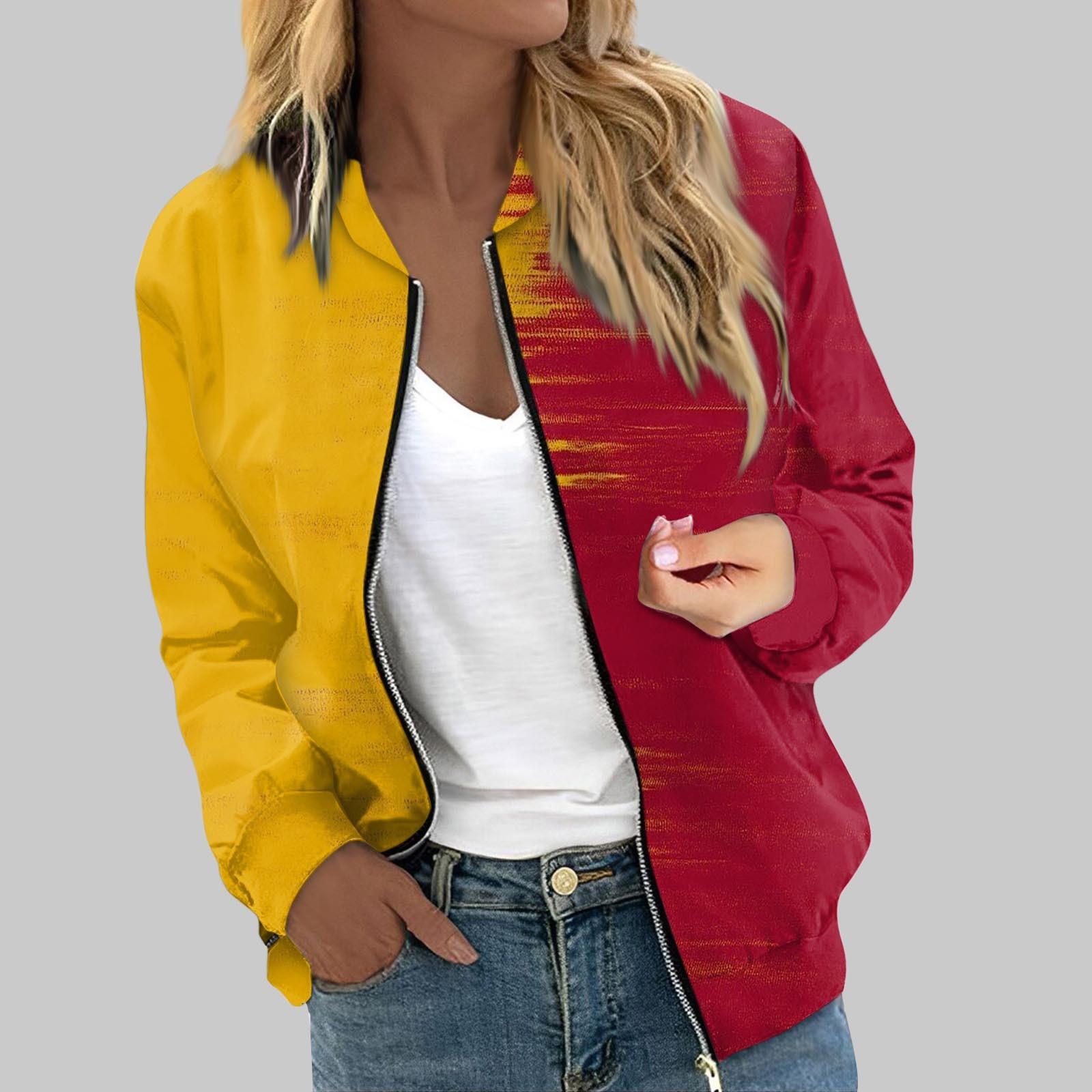 

Женская верхняя одежда с длинным рукавом и принтом, повседневные топы на молнии, кардиган, рубашка, тонкая куртка для женщин XXL жёлтый