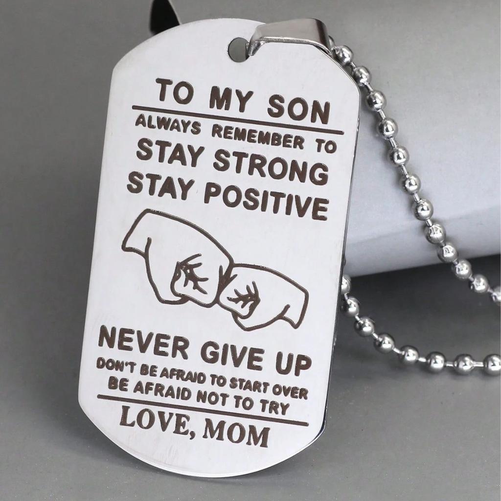 Simple Engraved Dog Tag Pendant Necklace Parent-child Intimate Gift