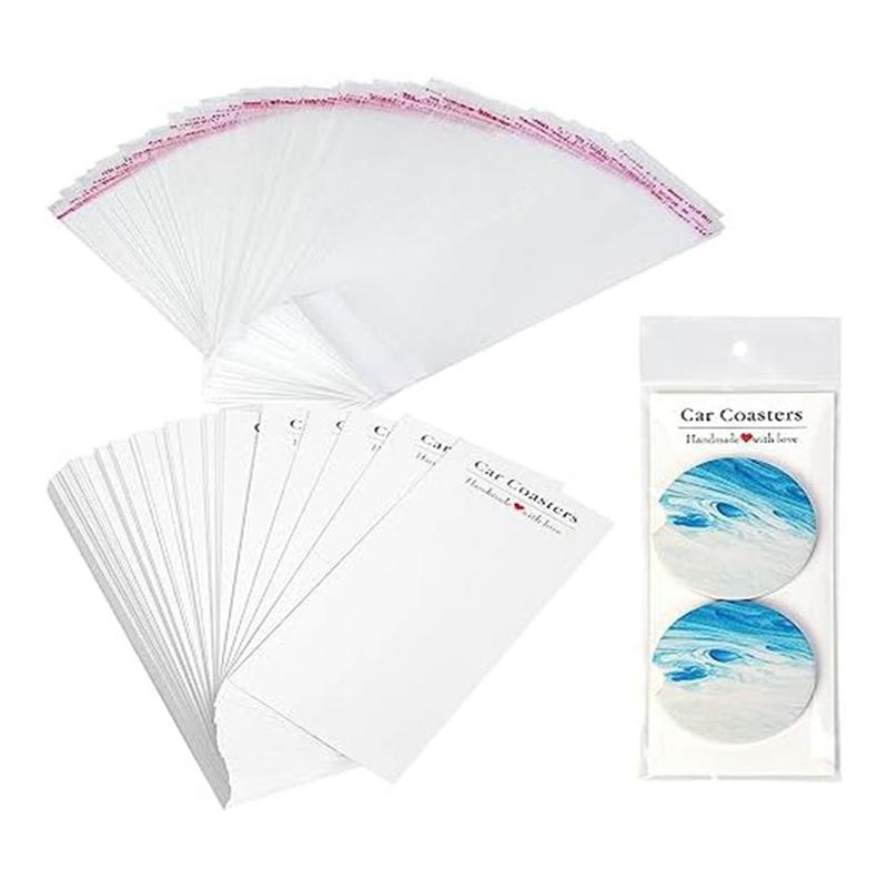 M-Modern-100 Piece Car Coaster Pack Paper Sublimation Car Coaster Card With 100 Bags For Packaging Display, Sublimation Car Coas