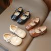 Girls Toddler Shoes 2-12 Years Old Brown Round Head Fashion Hundred Girls Mary Jane Shoes Beige Non-slip Children's Baby Sandals
