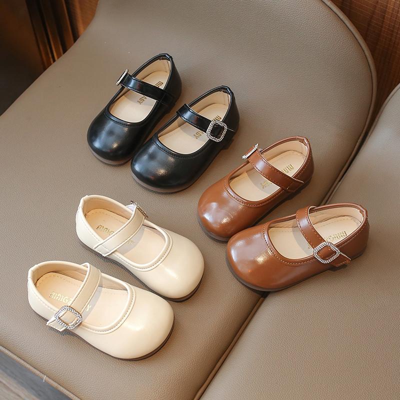 Girls Toddler Shoes 2-12 Years Old Brown Round Head Fashion Hundred Girls Mary Jane Shoes Beige Non-slip Children's Baby Sandals