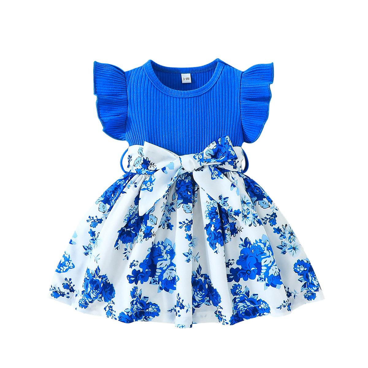 

Модное платье для девочек с рукавами-крылышками, летнее детское повседневное платье с принтом 2-3Y