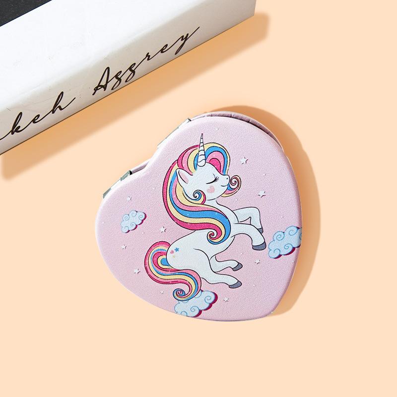 Miroir de maquillage compact double face en forme de cœur pour les résidences étudiantes
