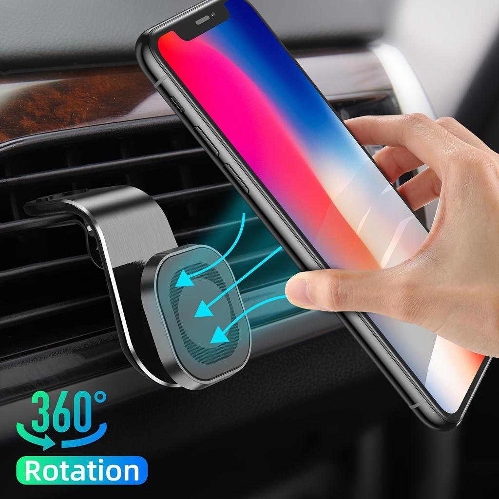Universal Aluminum Alloy Magnetic Car Phone Holder, L-shaped Vent Dashboard Mobile Holder, Universal Stable Car Interior GPS Accessories